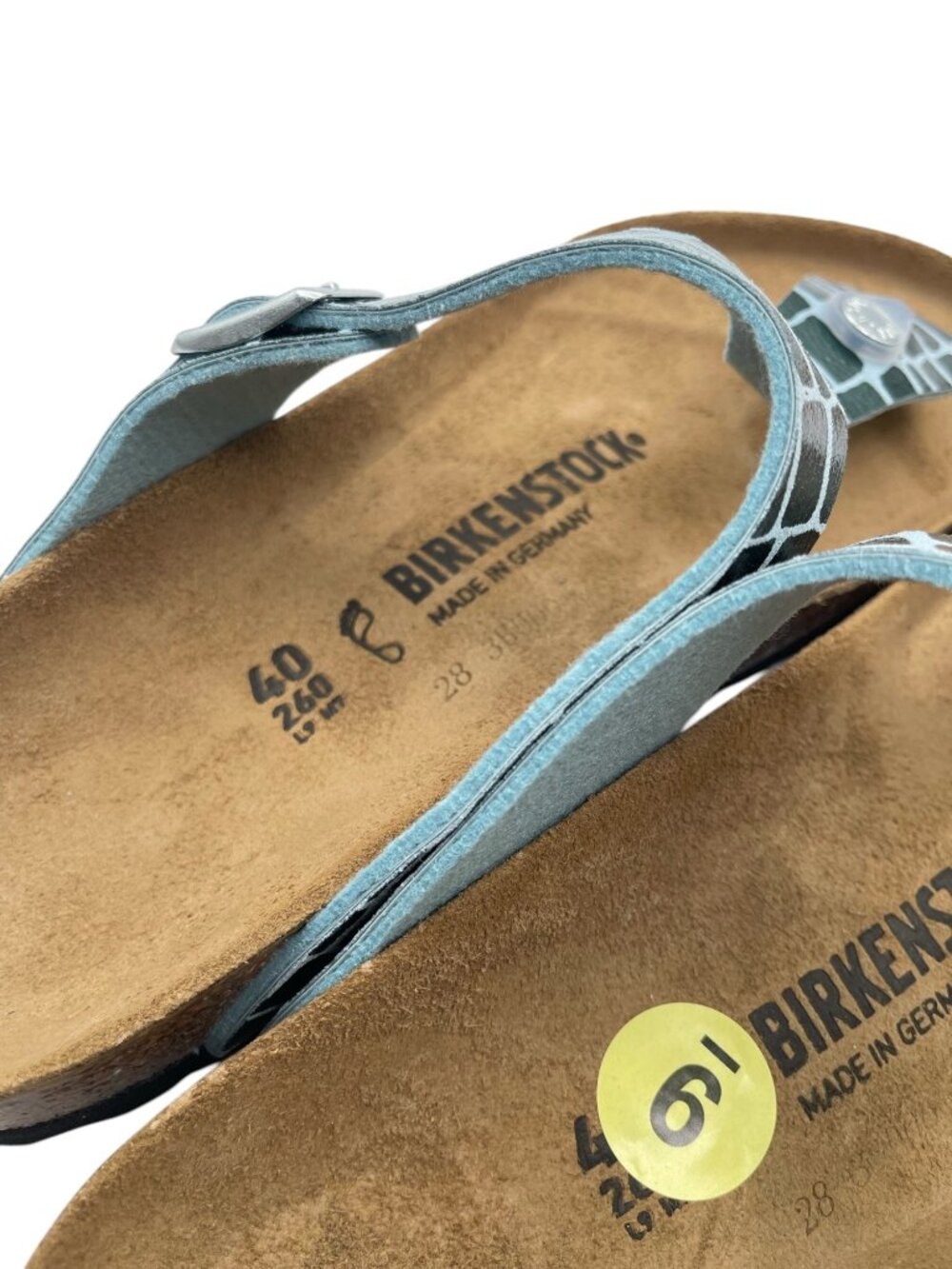 Birkenstock Gizeh Thong Sandals Gator Gleam Pearl Light Mint Silver US W/9 - Picture 6 of 6